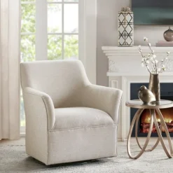 Kirkland's Home Upholstered Flared Arm Swivel Accent Chair- Accent Chairs