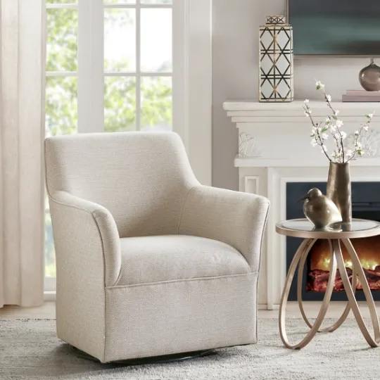 Kirkland's Home Upholstered Flared Arm Swivel Accent Chair- Accent Chairs