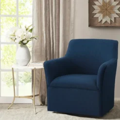 Kirkland's Home Upholstered Flared Arm Swivel Accent Chair- Accent Chairs