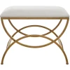 Kirkland's Home Upholstered Gold Metal Arched Frame Bench- Benches & Ottomans