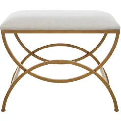 Kirkland's Home Upholstered Gold Metal Arched Frame Bench- Benches & Ottomans