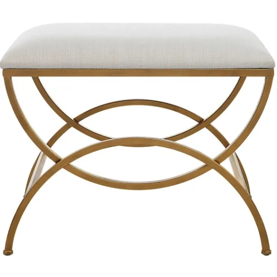 Kirkland's Home Upholstered Gold Metal Arched Frame Bench- Benches & Ottomans