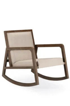 Kirkland's Home Upholstered Linen Wood Rocker Accent Chair- Accent Chairs