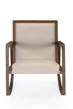 Kirkland's Home Upholstered Linen Wood Rocker Accent Chair- Accent Chairs