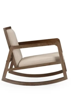 Kirkland's Home Upholstered Linen Wood Rocker Accent Chair- Accent Chairs