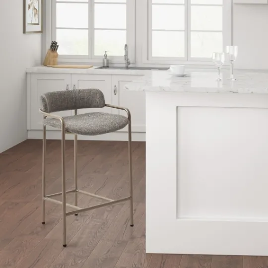 Kirkland's Home Upholstered Low Back Counter Stool- Bar Stools & Counter Height Stools
