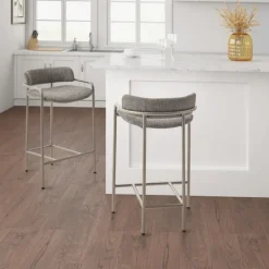 Kirkland's Home Upholstered Low Back Counter Stool- Bar Stools & Counter Height Stools