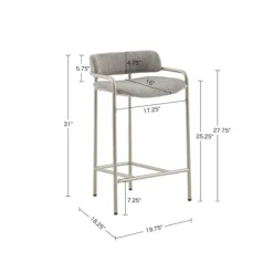 Kirkland's Home Upholstered Low Back Counter Stool- Bar Stools & Counter Height Stools