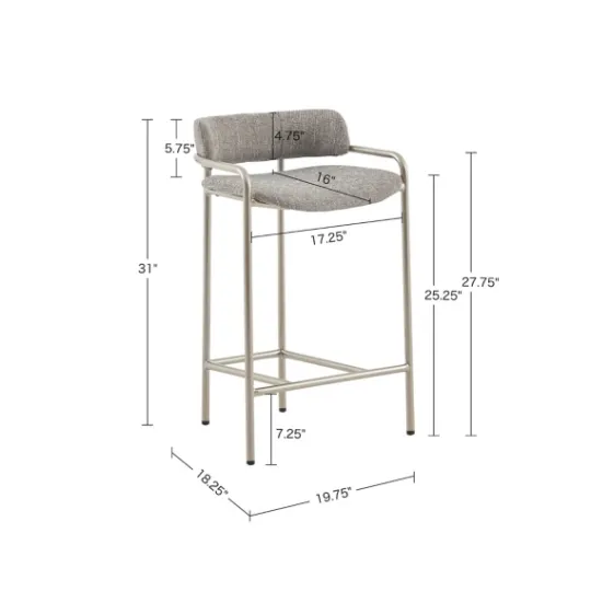 Kirkland's Home Upholstered Low Back Counter Stool- Bar Stools & Counter Height Stools