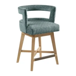 Kirkland's Home Upholstered Low Back Swivel Counter Stool- Bar Stools & Counter Height Stools