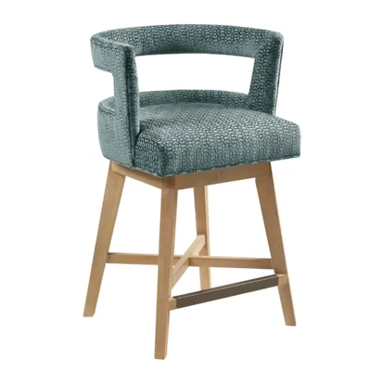 Kirkland's Home Upholstered Low Back Swivel Counter Stool- Bar Stools & Counter Height Stools