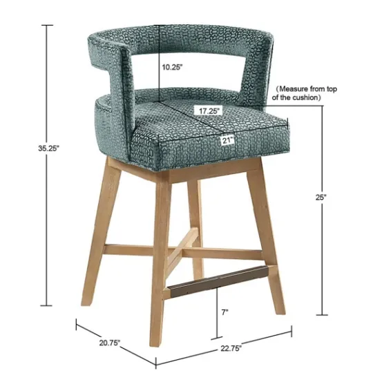Kirkland's Home Upholstered Low Back Swivel Counter Stool- Bar Stools & Counter Height Stools