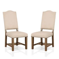 Kirkland's Home Upholstered Oak Wood Dining Chairs, Set Of 2- Dining Chairs