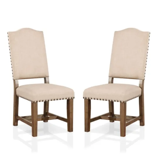 Kirkland's Home Upholstered Oak Wood Dining Chairs, Set Of 2- Dining Chairs