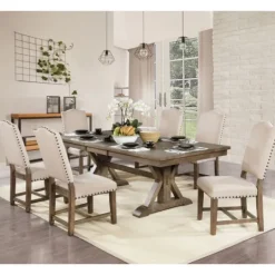 Kirkland's Home Upholstered Oak Wood Dining Chairs, Set Of 2- Dining Chairs