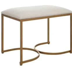 Kirkland's Home Upholstered Seat And Gold Metal Bench- Benches & Ottomans