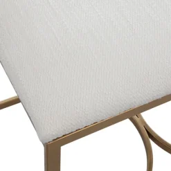 Kirkland's Home Upholstered Seat And Gold Metal Bench- Benches & Ottomans