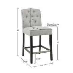Kirkland's Home Upholstered Tufted Button Back Counter Stool- Bar Stools & Counter Height Stools