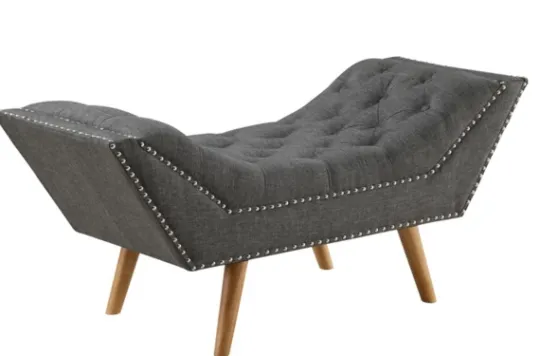 Kirkland's Home Upholstered Tufted Button Curved Bench- Benches & Ottomans