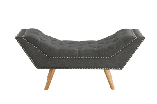 Kirkland's Home Upholstered Tufted Button Curved Bench- Benches & Ottomans
