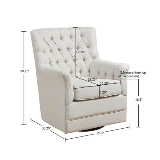 Kirkland's Home Upholstered Tufted Swivel Accent Chair- Accent Chairs