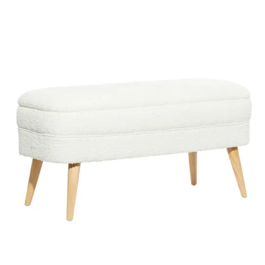 Kirkland's Home Upholstered Wood Leg Storage Bench- Benches & Ottomans