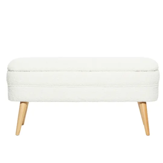 Kirkland's Home Upholstered Wood Leg Storage Bench- Benches & Ottomans