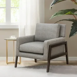Kirkland's Home Upholstered Wood Trim Accent Chair- Accent Chairs