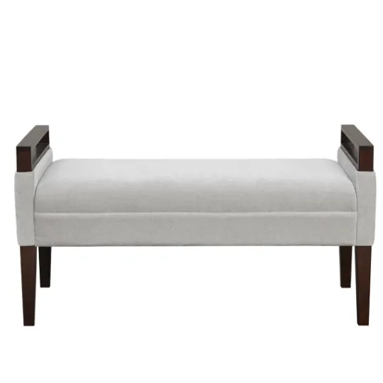 Kirkland's Home Upholstered Wood Trim Bench- Benches & Ottomans