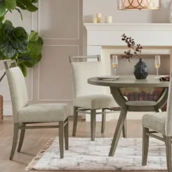 Kirkland's Home Upholstered Wooden Dining Chairs, Set Of 2- Dining Chairs