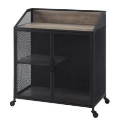 Kirkland's Home Urban Mesh Door Rolling Bar Cabinet- Cabinets & Sideboards