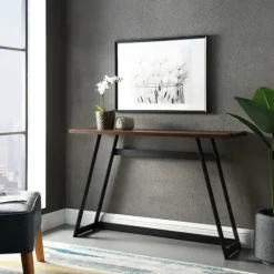 Kirkland's Home Urban Metal Wrap Dark Walnut Console Table- Console Tables