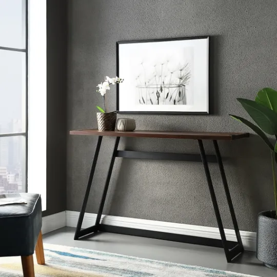 Kirkland's Home Urban Metal Wrap Dark Walnut Console Table- Console Tables