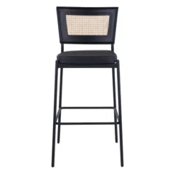 Kirkland's Home Vegan Leather And Rattan Bar Stools, Set Of 2- Bar Stools & Counter Height Stools