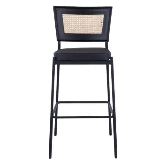 Kirkland's Home Vegan Leather And Rattan Bar Stools, Set Of 2- Bar Stools & Counter Height Stools