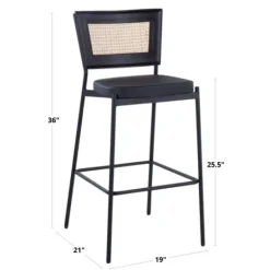 Kirkland's Home Vegan Leather And Rattan Bar Stools, Set Of 2- Bar Stools & Counter Height Stools