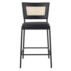 Kirkland's Home Vegan Leather And Rattan Counter Stools, Set Of 2- Bar Stools & Counter Height Stools