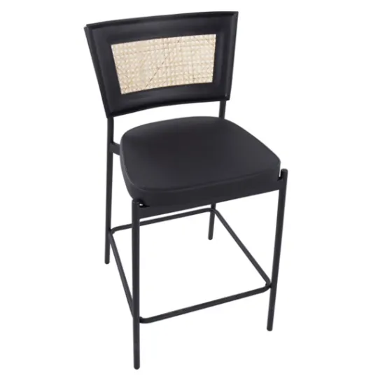 Kirkland's Home Vegan Leather And Rattan Counter Stools, Set Of 2- Bar Stools & Counter Height Stools