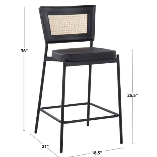 Kirkland's Home Vegan Leather And Rattan Counter Stools, Set Of 2- Bar Stools & Counter Height Stools