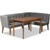 Kirkland's Home Velvet And Walnut Bench 4-Pc. Dining Set- Dining Sets