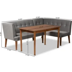 Kirkland's Home Velvet And Walnut Bench 4-Pc. Dining Set- Dining Sets
