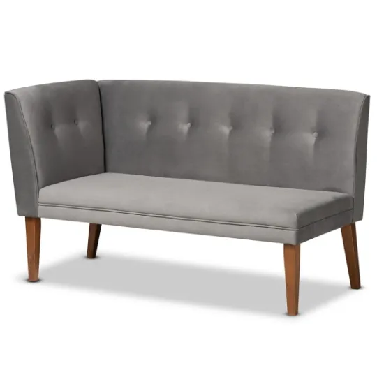 Kirkland's Home Velvet And Walnut Bench 4-Pc. Dining Set- Dining Sets