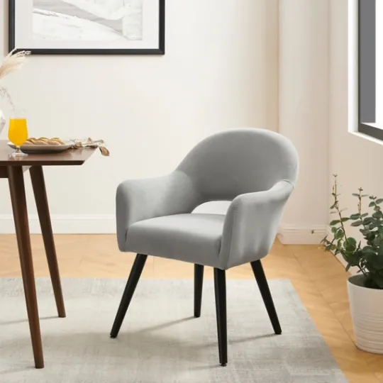 Kirkland's Home Velvet Curved Open Back Dining Chair- Dining Chairs