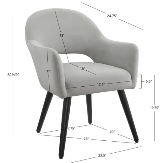 Kirkland's Home Velvet Curved Open Back Dining Chair- Dining Chairs