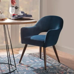 Kirkland's Home Velvet Curved Open Back Dining Chair- Dining Chairs