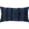 Kirkland's Home Velvet Navy Monochrome Stripe Lumbar Pillow- Pillows