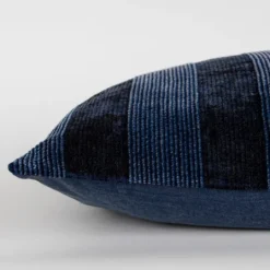 Kirkland's Home Velvet Navy Monochrome Stripe Lumbar Pillow- Pillows