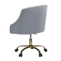 Kirkland's Home Velvet Tufted Gold Leg Swivel Office Chair- Office Furniture