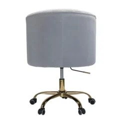 Kirkland's Home Velvet Tufted Gold Leg Swivel Office Chair- Office Furniture