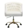 Kirkland's Home Velvet Tufted Golden Leg Swivel Office Chair- Office Furniture